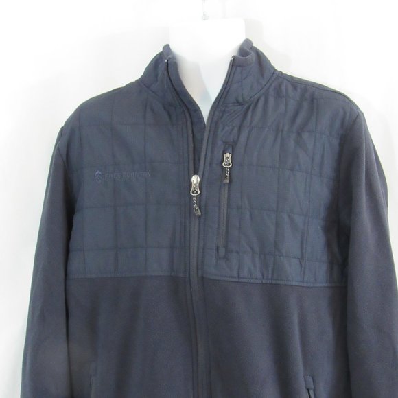 FREE COUNTRY Quilted Fleece Jacket, Men's M (38-40) Navy Blue, Quilted, Full Zip - Picture 4 of 9